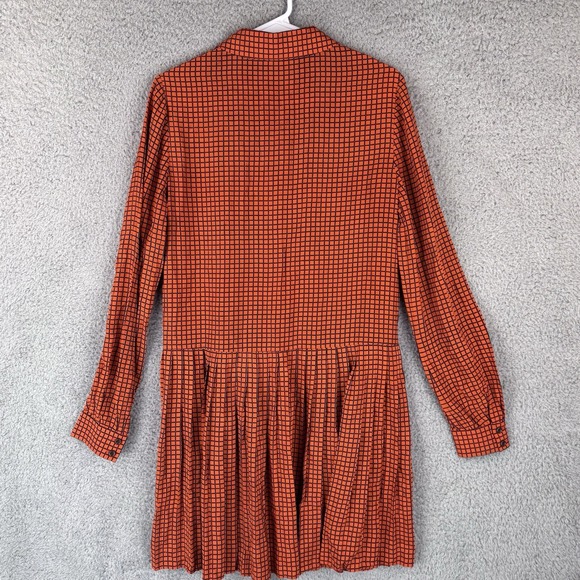 Kate Spade New York Checkered Long Sleeve Button Up Pleated Skirt Dress Size 4 - Picture 5 of 8